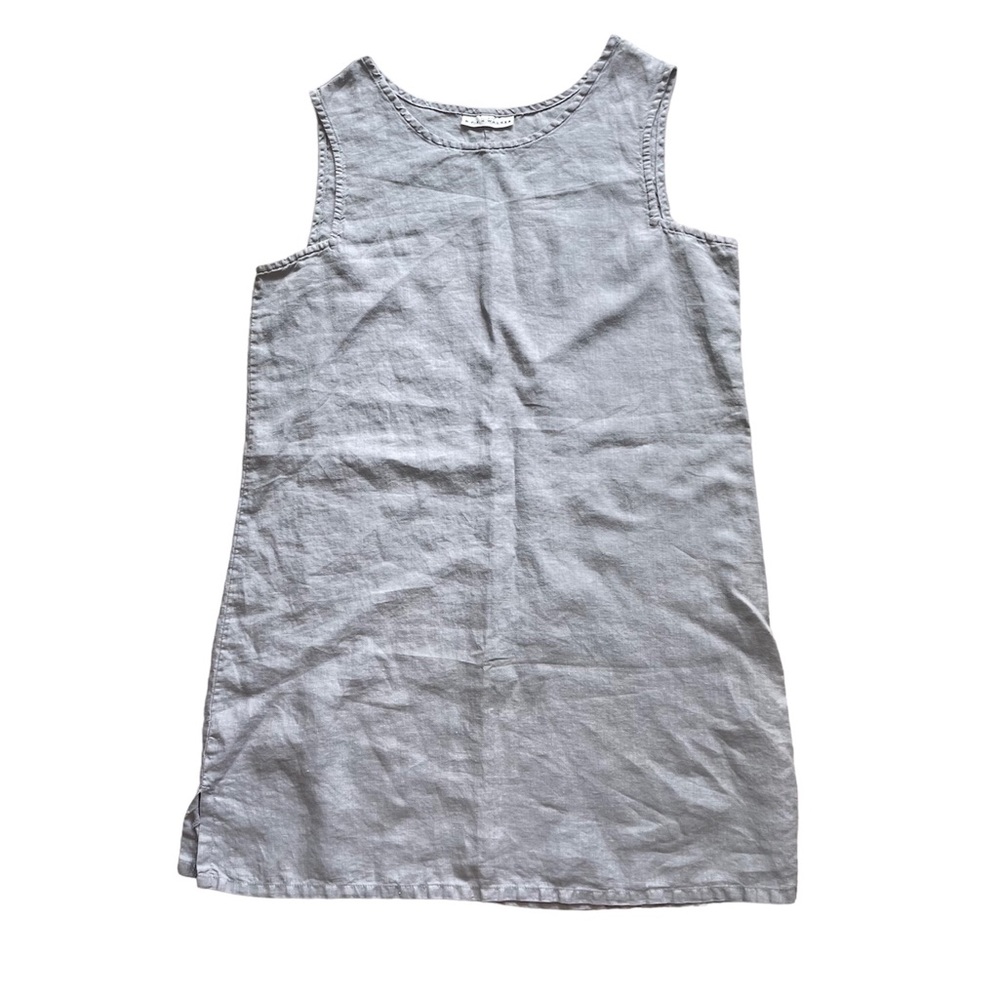 Bryn Walker Light Gray Crew Neck Pull Over Sleeveless Linen Long Tunic Top Large